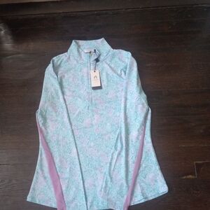 Cabana Life Womans 1/4 Zip Up Pullover Color Blue Pink Size Large Resort...